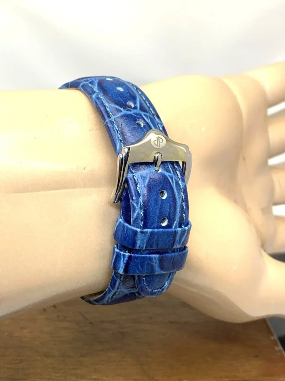 Duboule Men's Watch 2489-3 Automatic Blue Dial Power Reserve Leather Strap 40mm